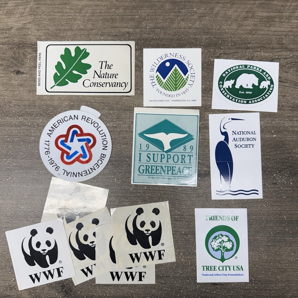 Vintage 80s 90s Greenpeace WWF Stickers Lot Environmental Scrapbook Ephemera